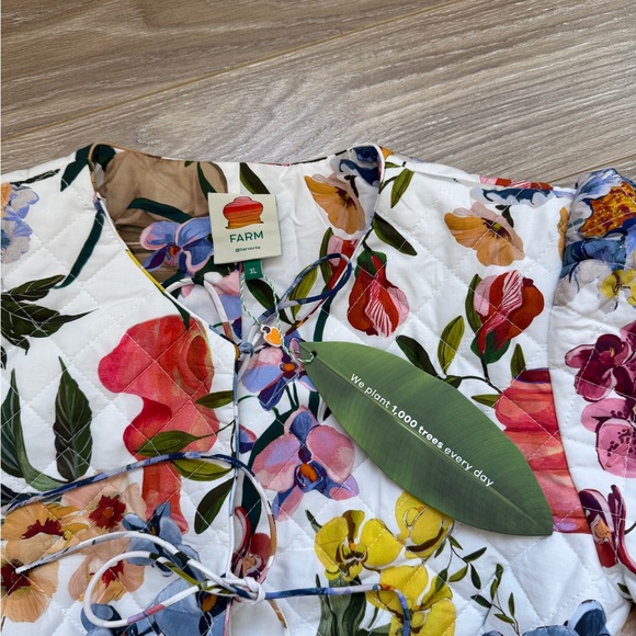 NWT Farm Rio Greek Garden Quilted Tie Coat Floral Cotton Sz XL - Picture 9 of 16
